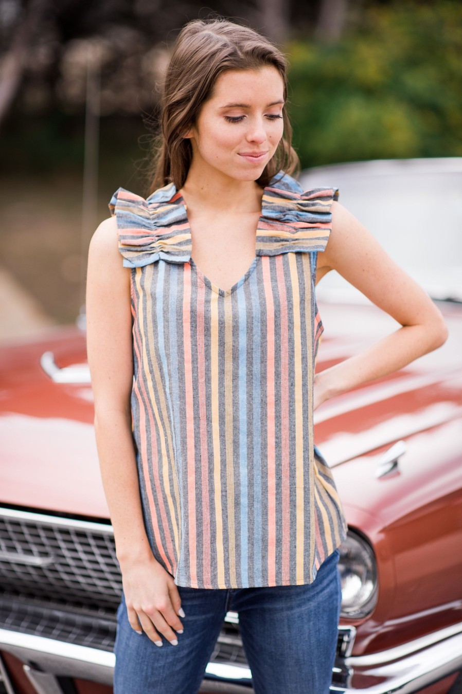 Clothing Entro Camis & Blouses | Stripes For Days Top