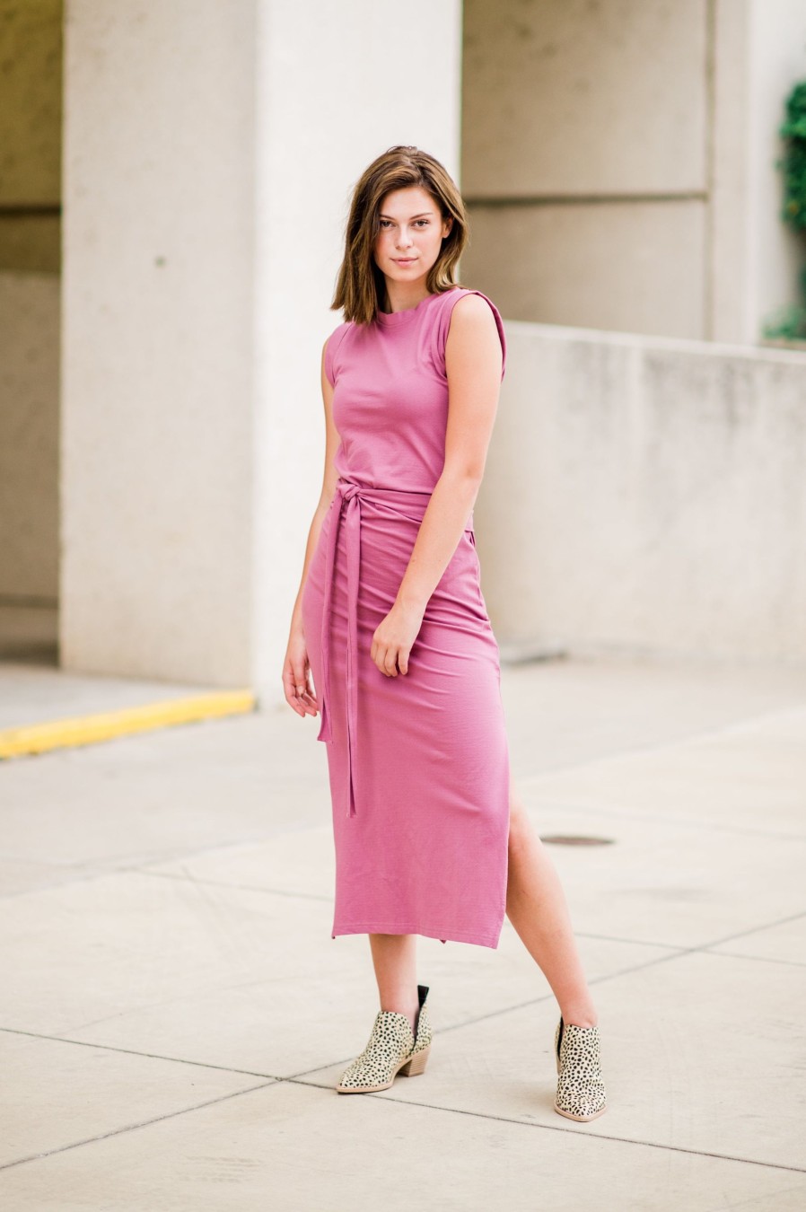 Clothing Bishop & Young | French Terry Wrap Dress Rose