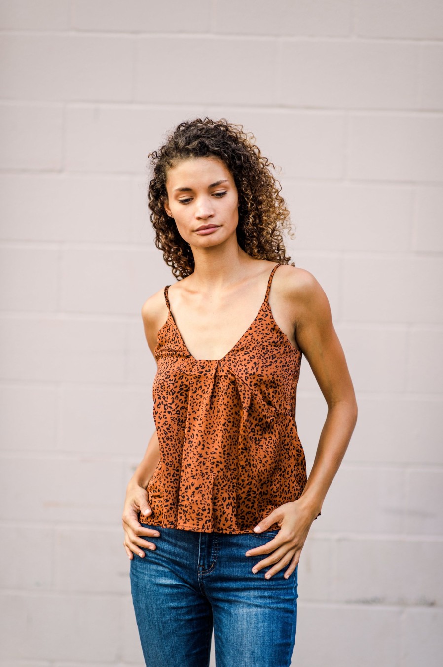 Clothing Bishop & Young Camis & Blouses | Satin Leopard Cami