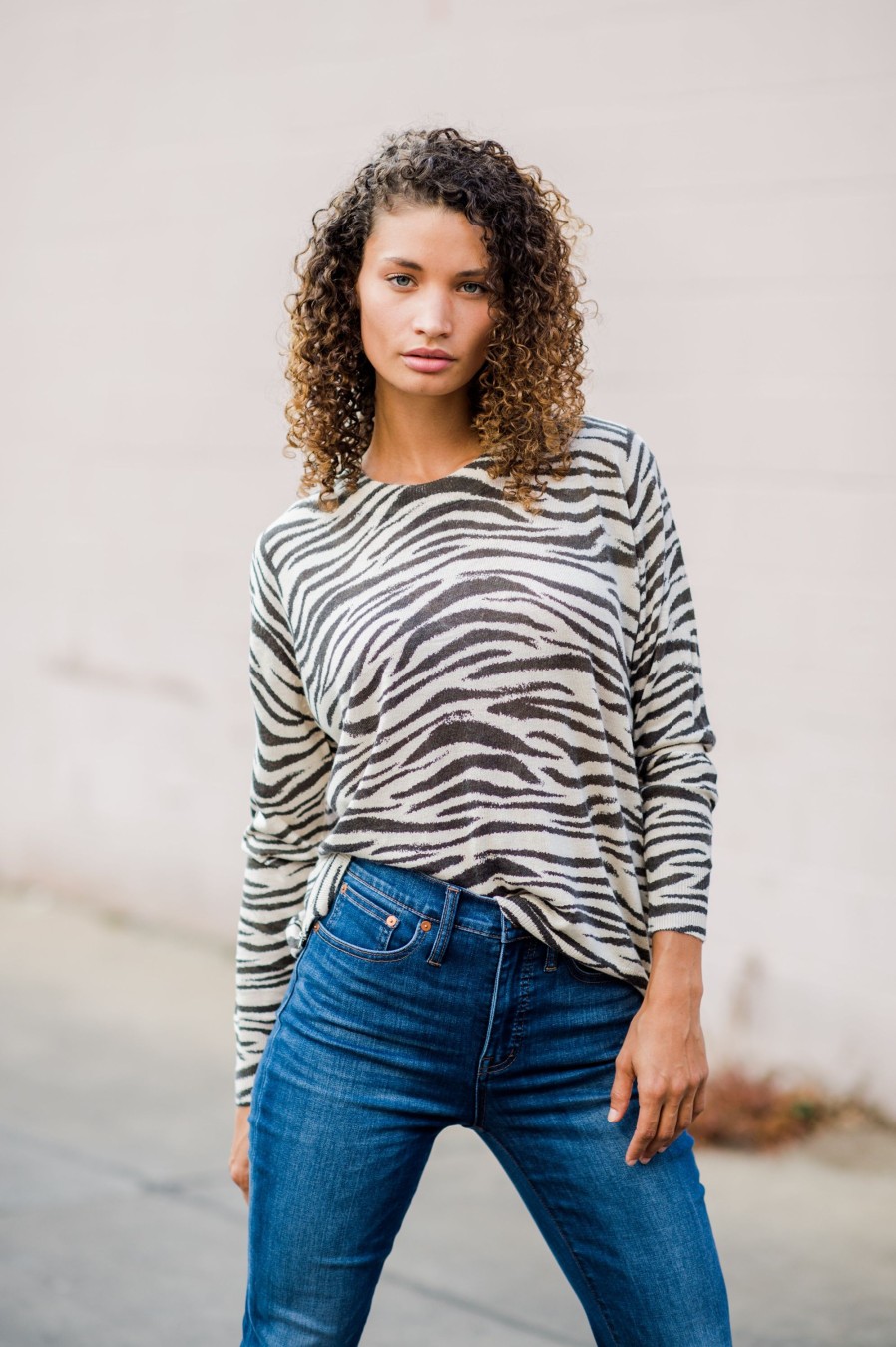 Clothing Olivaceous Sweaters & Cardigans | Zebra Side-Zip Sweater