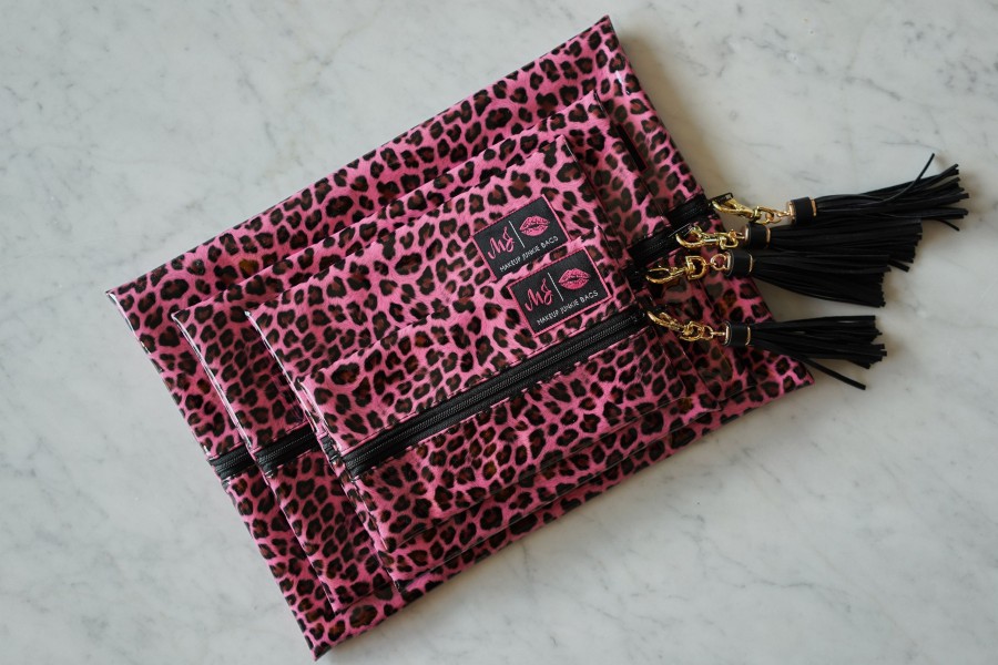 Accessories Makeup Junkie | Makeup Junkie Bags Patent Leopard Pink