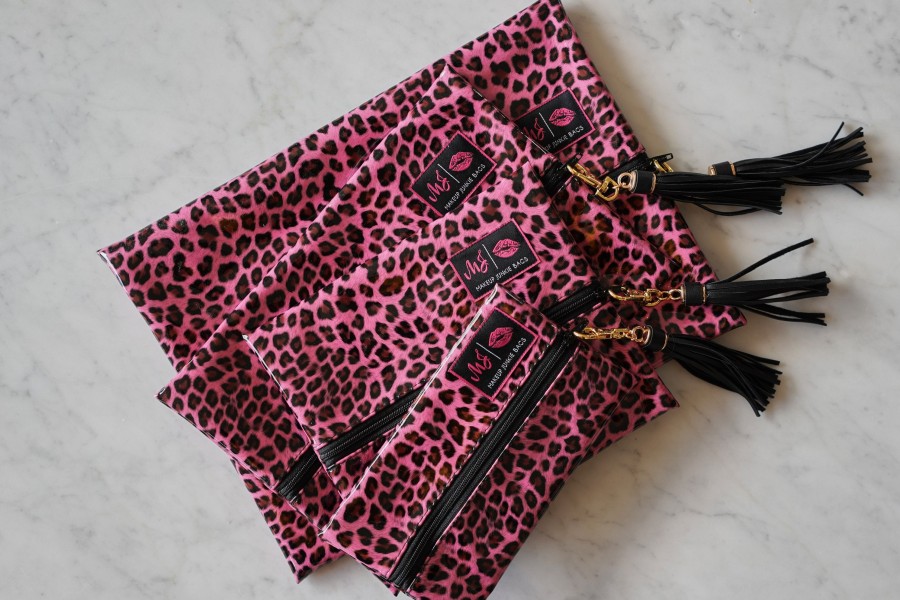 Accessories Makeup Junkie | Makeup Junkie Bags Patent Leopard Pink